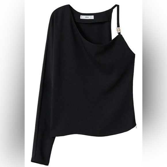 Mango Tops - MANGO Assymetrical black blouse